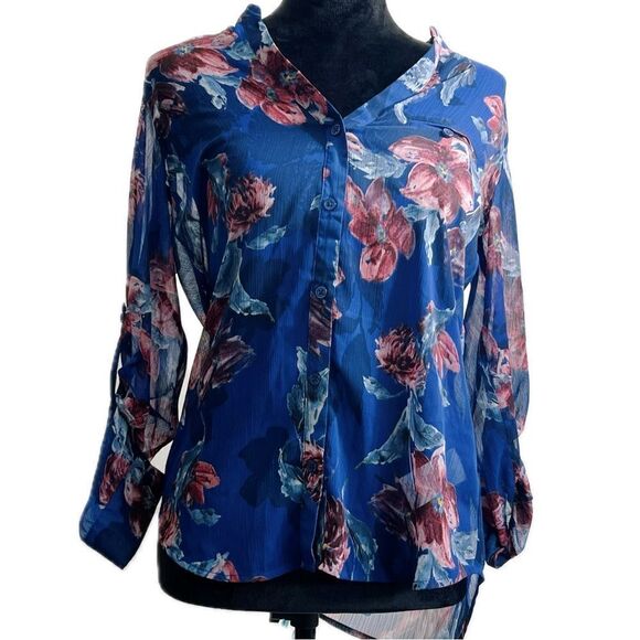 Kut from the cloth women’s size XS chiffon button up floral blouse - Picture 1 of 6